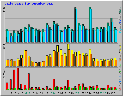 Daily usage for December 2025